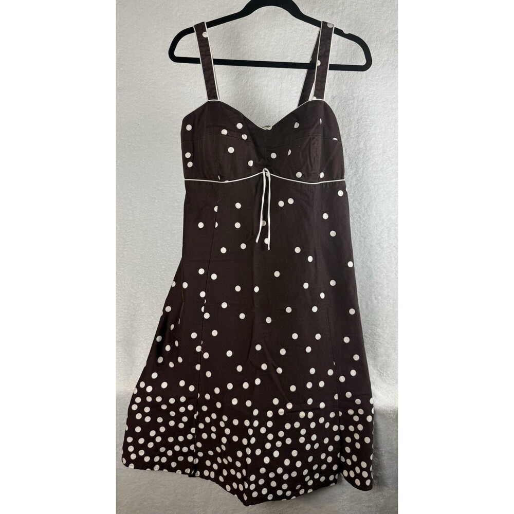 R&K Originals Brown And White Polka Dot Summer Dress. Size 16